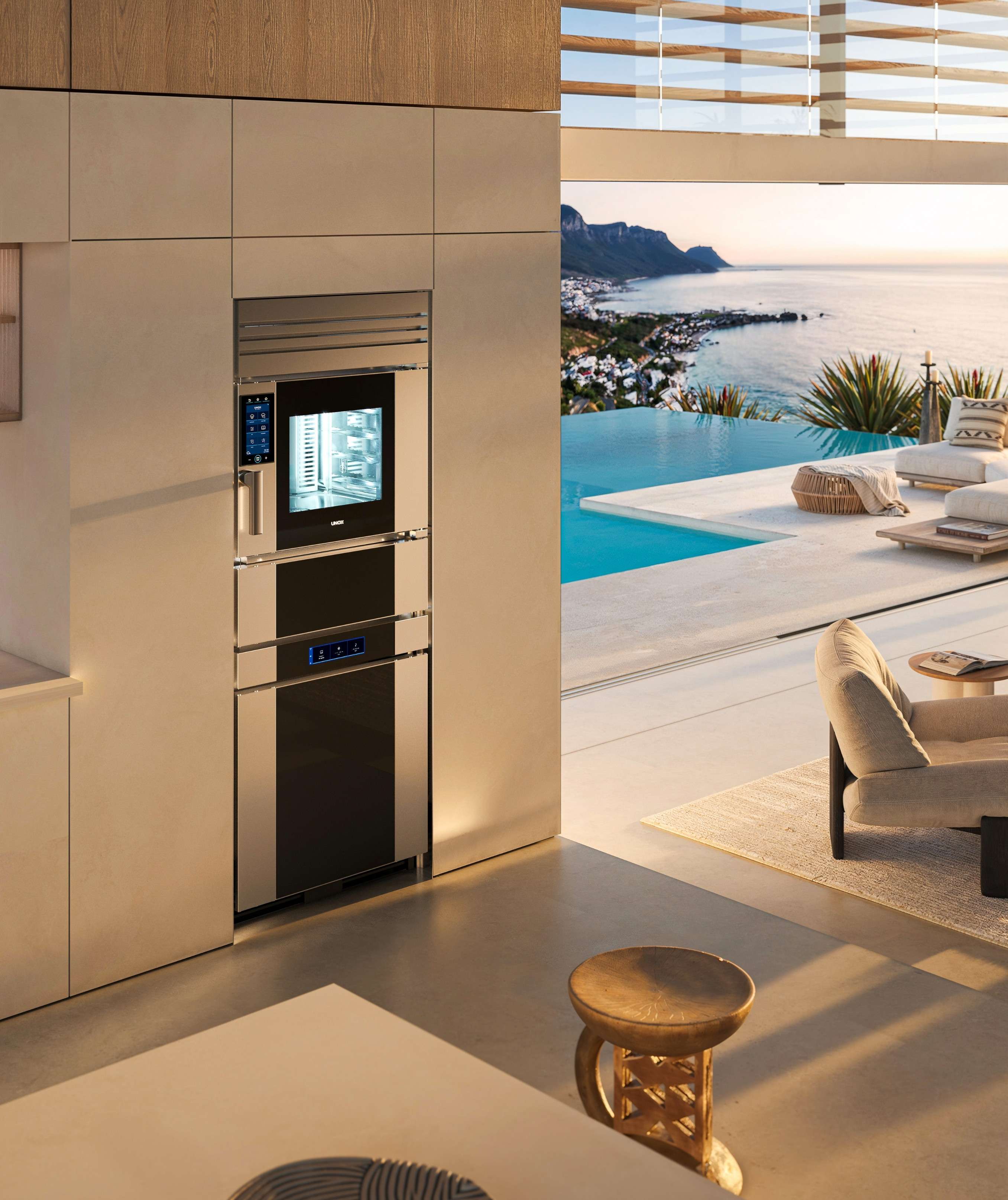Unox Casa Model 1S and Fhiaba multifunction blast chiller in a seaside villa in Clifton South Africa